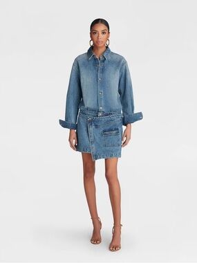 KBB by KAHLANA Women's Long Sleeve 'The Asymm Denim Dress' - Medium Wash